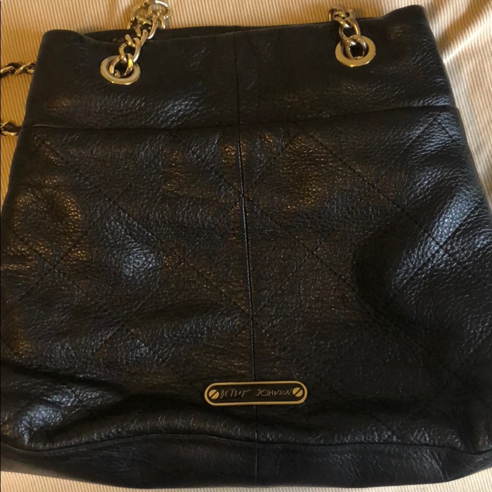 Black Betsey Johnson bag with gold chain handle
